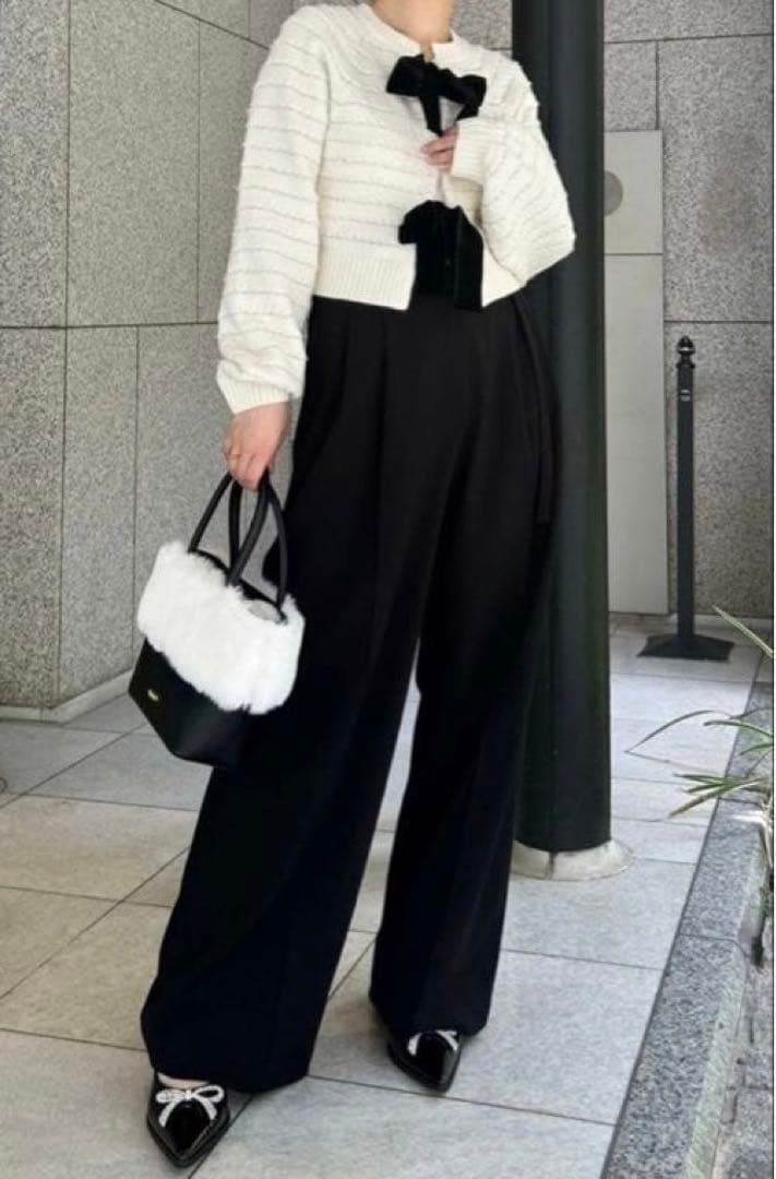 LILY BROWN ベロアリボンカーディガン