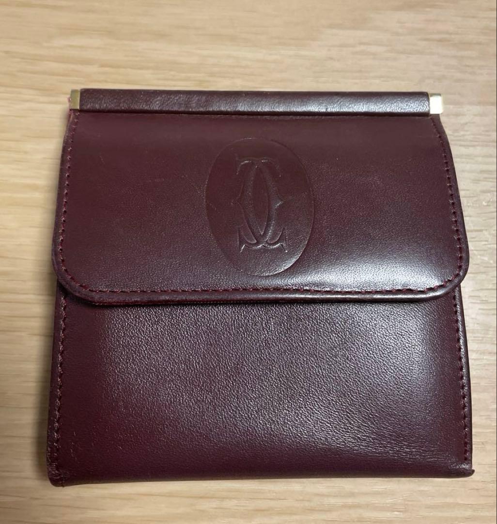 Cartier バーガンディ 二つ折り財布