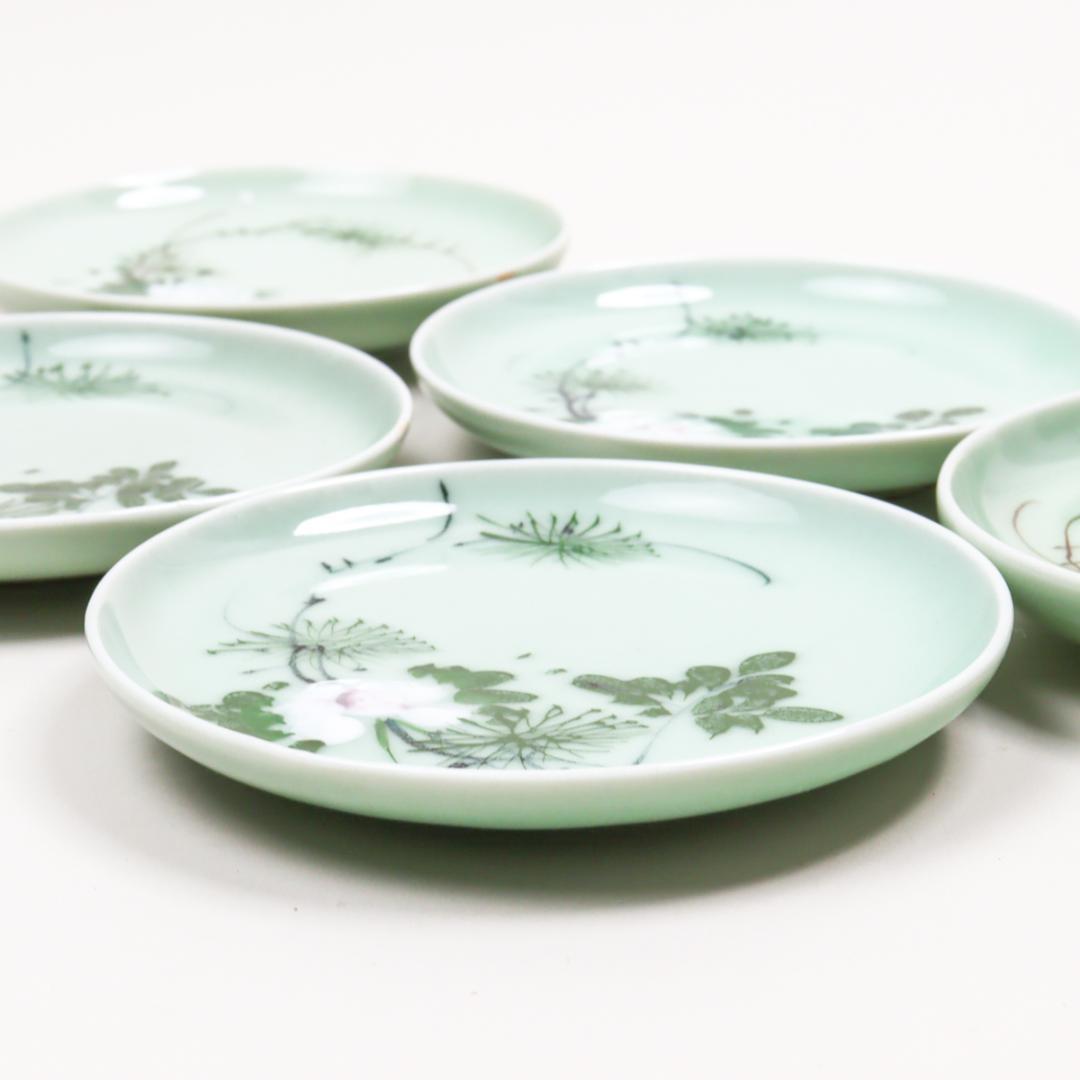 古伊万里 青磁 皿揃い 5枚