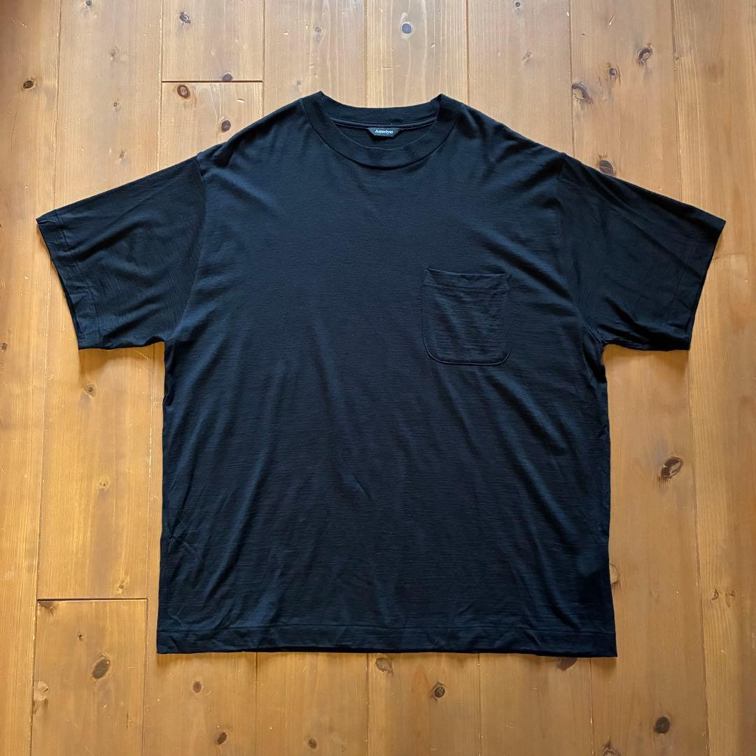 Ameriyas メリノウール100% クルーネック半袖Tシャツ M ブラック