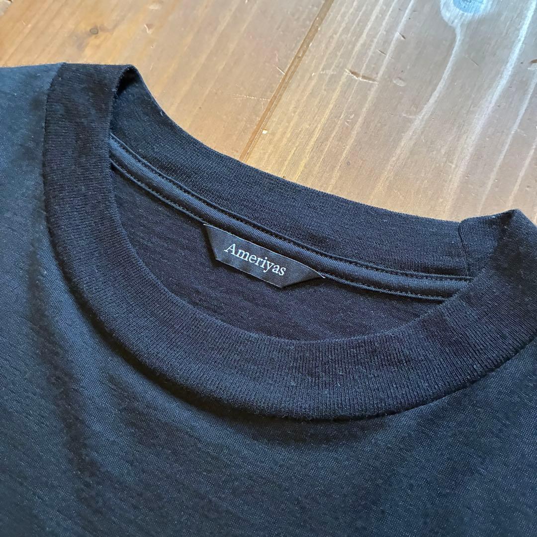 Ameriyas メリノウール100% クルーネック半袖Tシャツ M ブラック