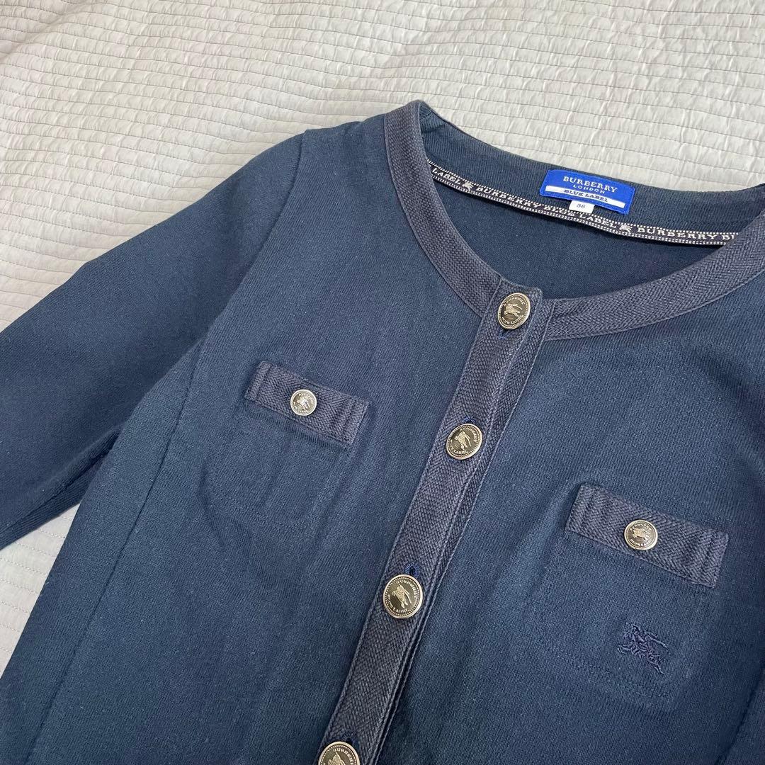 BURBERRY LONDON BLUE LABEL カーディガン　ロゴボタン