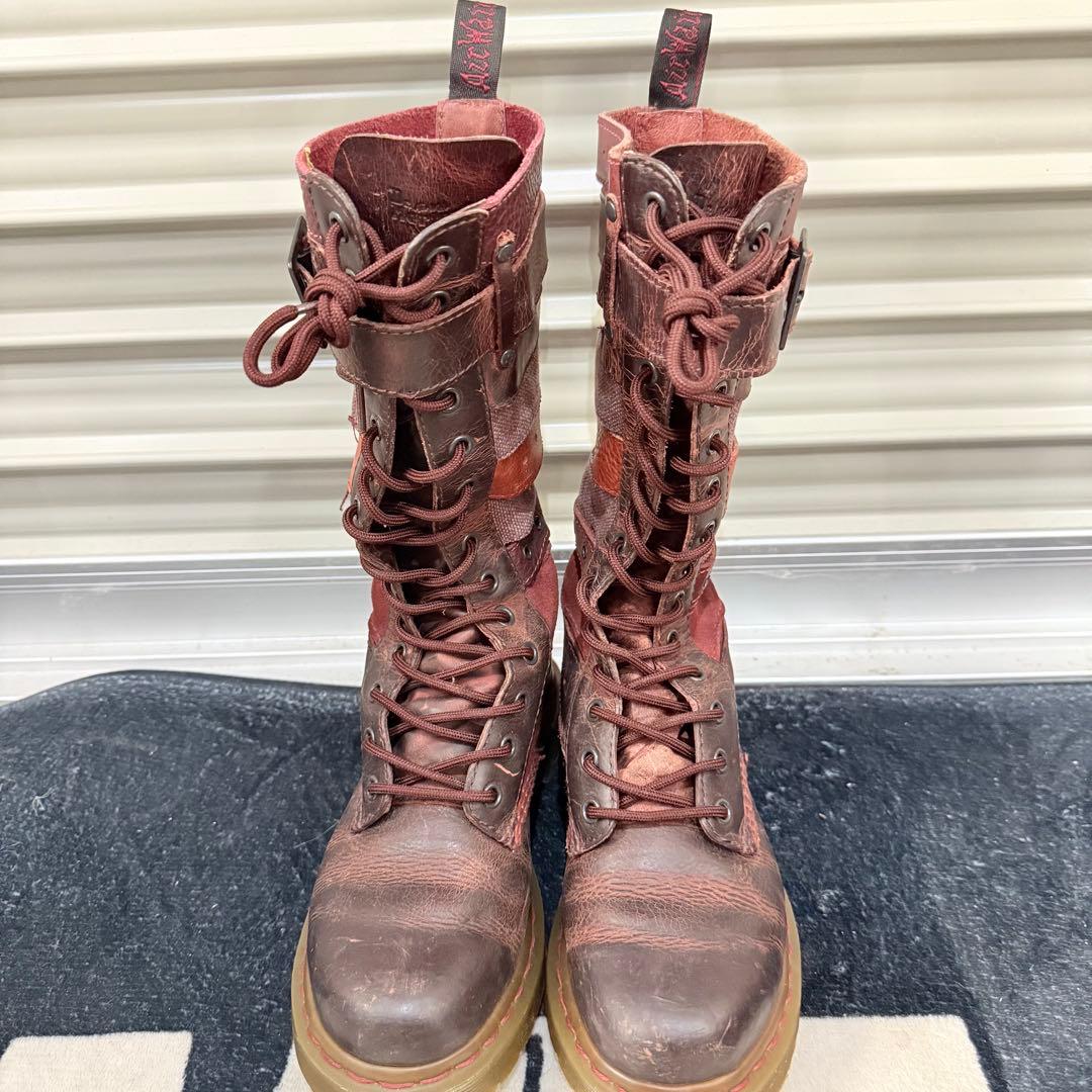 Dr.Martens 14ホール ロングブーツ UK4 23cm 本革 ベルト付