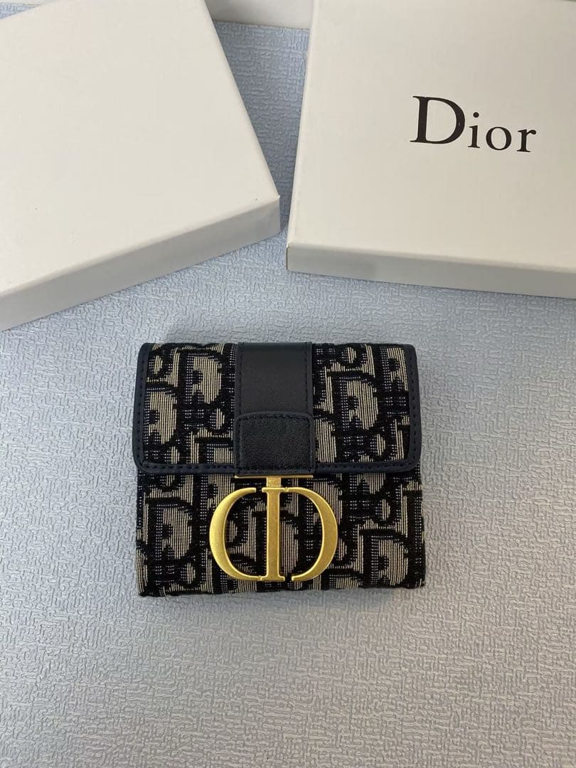 Dior 二つ折り財布 ネイビー キャンバス