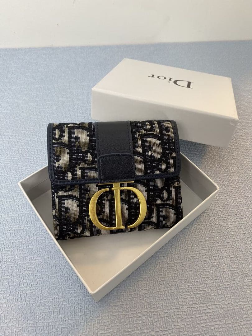 Dior 二つ折り財布 ネイビー キャンバス