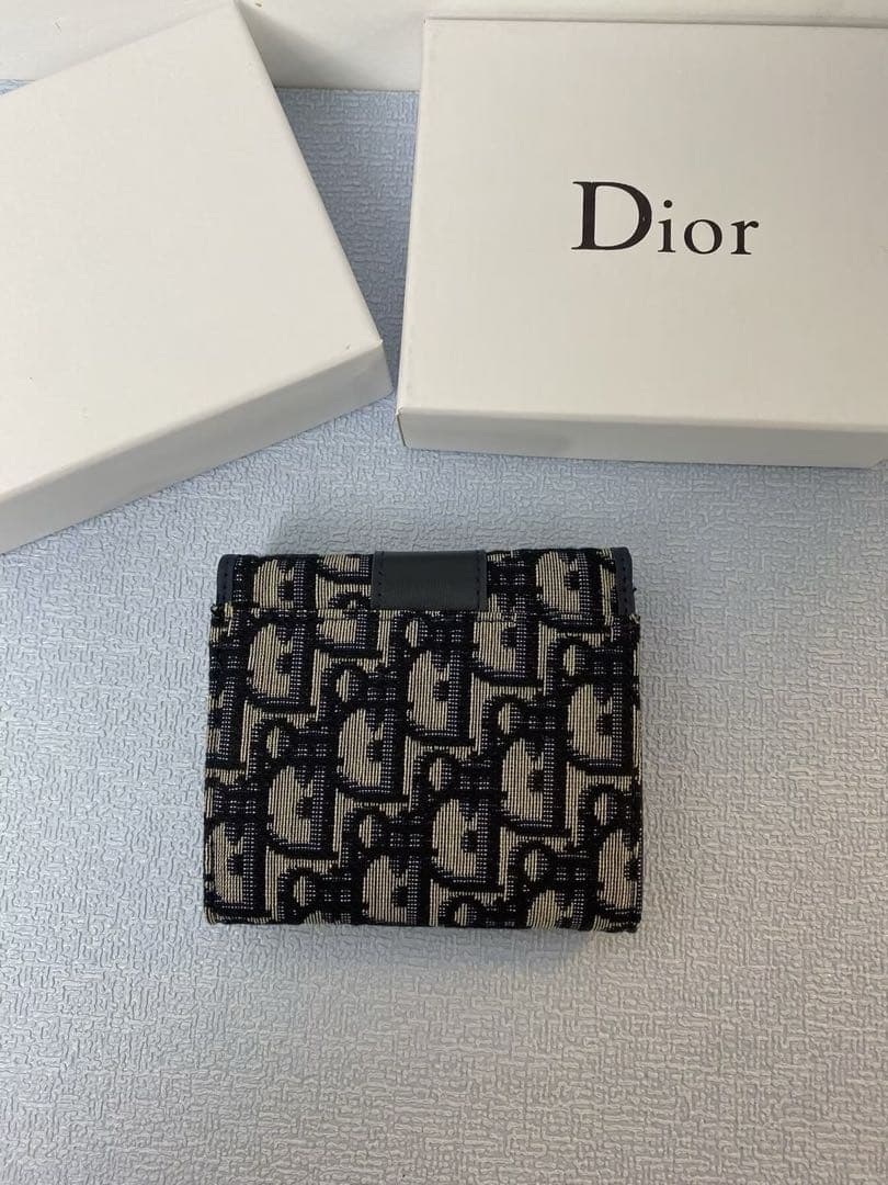 Dior 二つ折り財布 ネイビー キャンバス