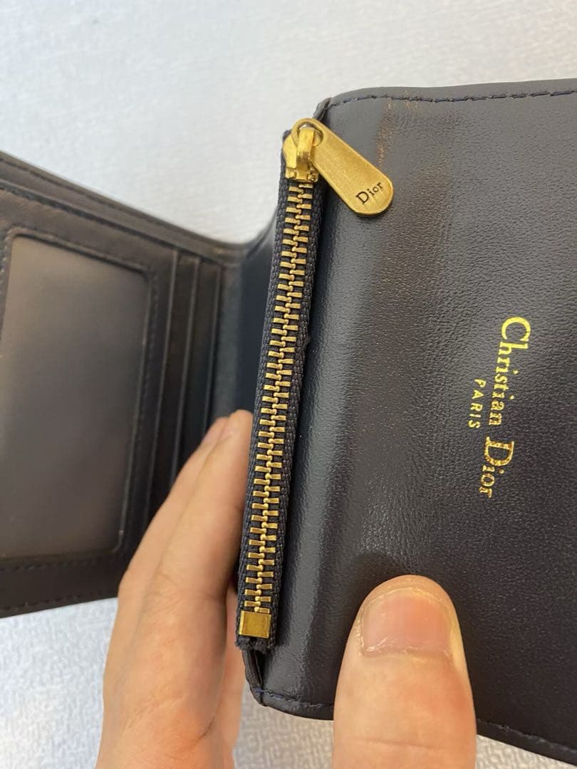 Dior 二つ折り財布 ネイビー キャンバス