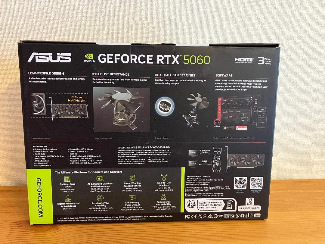 グラフィックボード・グラボ・ビデオカード ASUS GeForce RTX 5060 LP BRK 8GB GDDR7