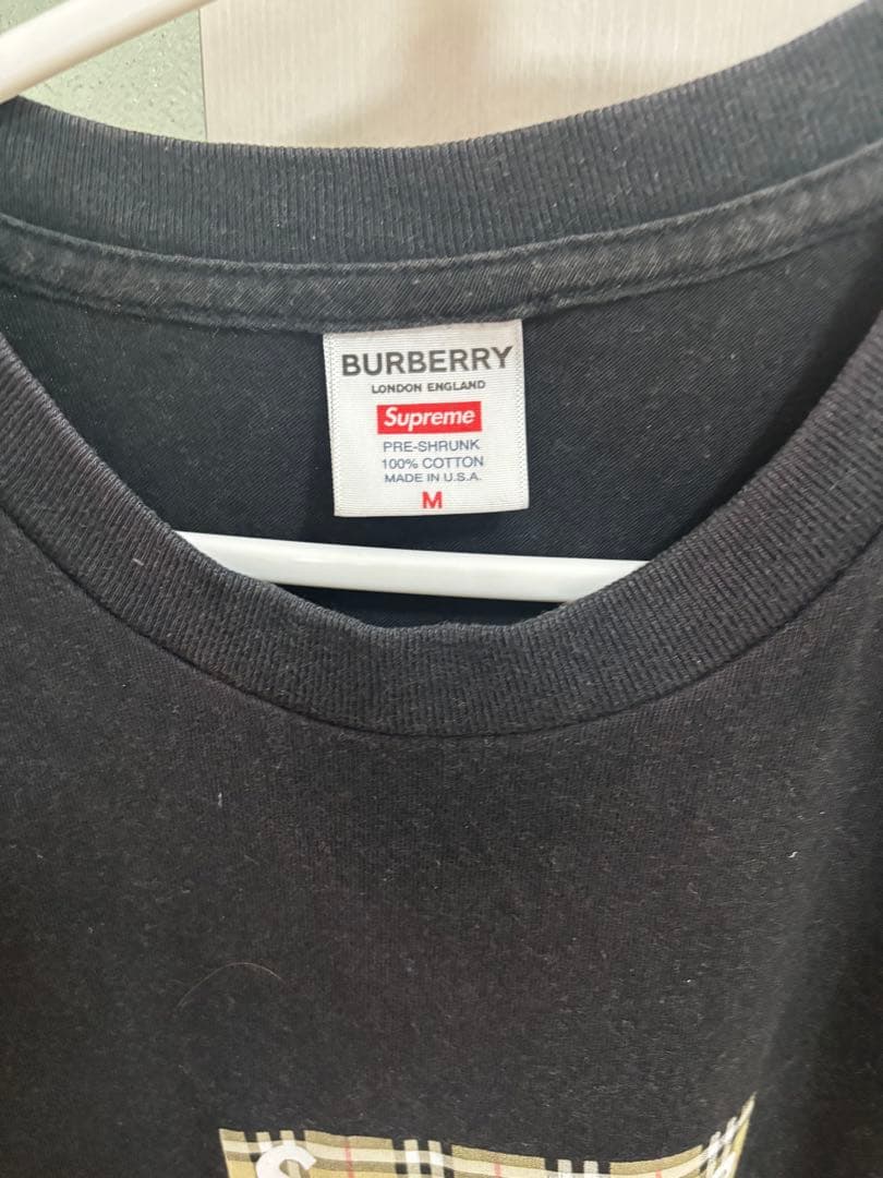 Supreme チェック柄ロゴ Tシャツ M