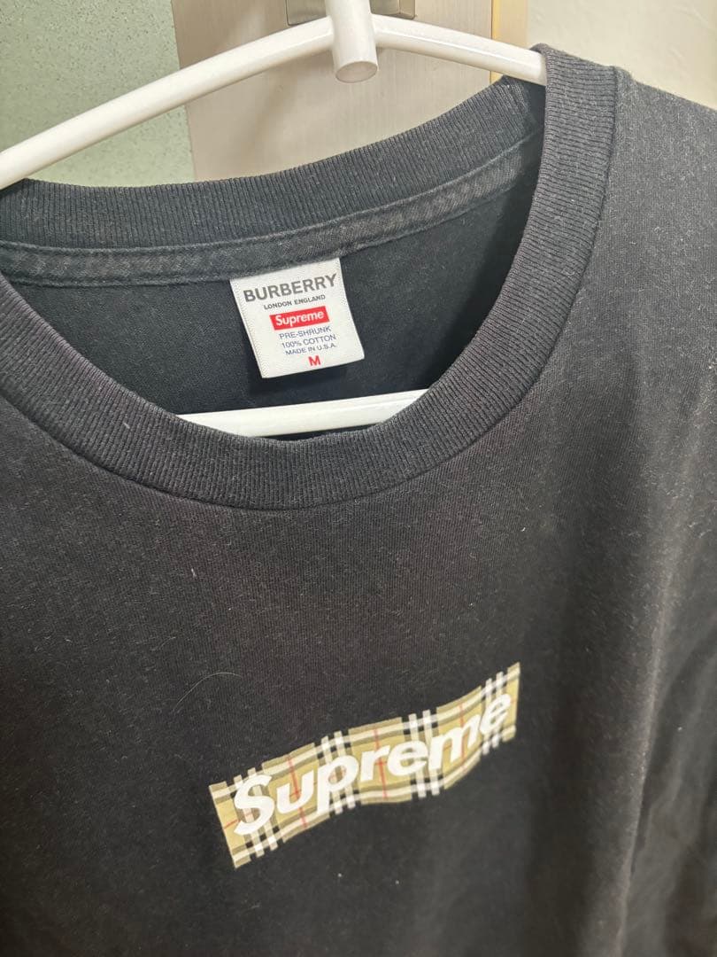 Supreme チェック柄ロゴ Tシャツ M