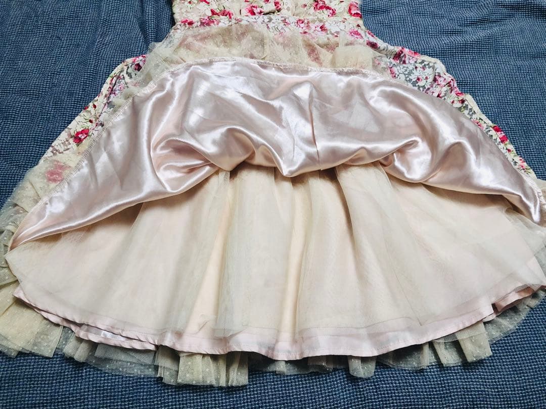 希少LIZLISAピンク花柄ワンピース　3連リボンaxesfemme系　当時物