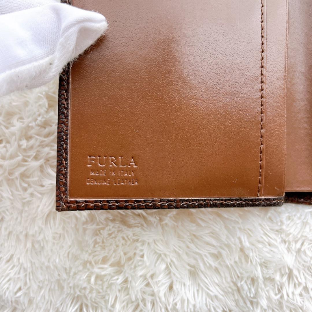FURLA フルラ 二つ折り財布 ブラウン 本革 レザー ベルトデザイン