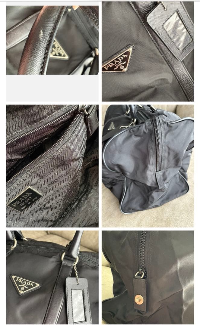 プラダPRADA ◇ボストンバッグ　黒　大容量　ナイロン　三角ロゴ　旅行