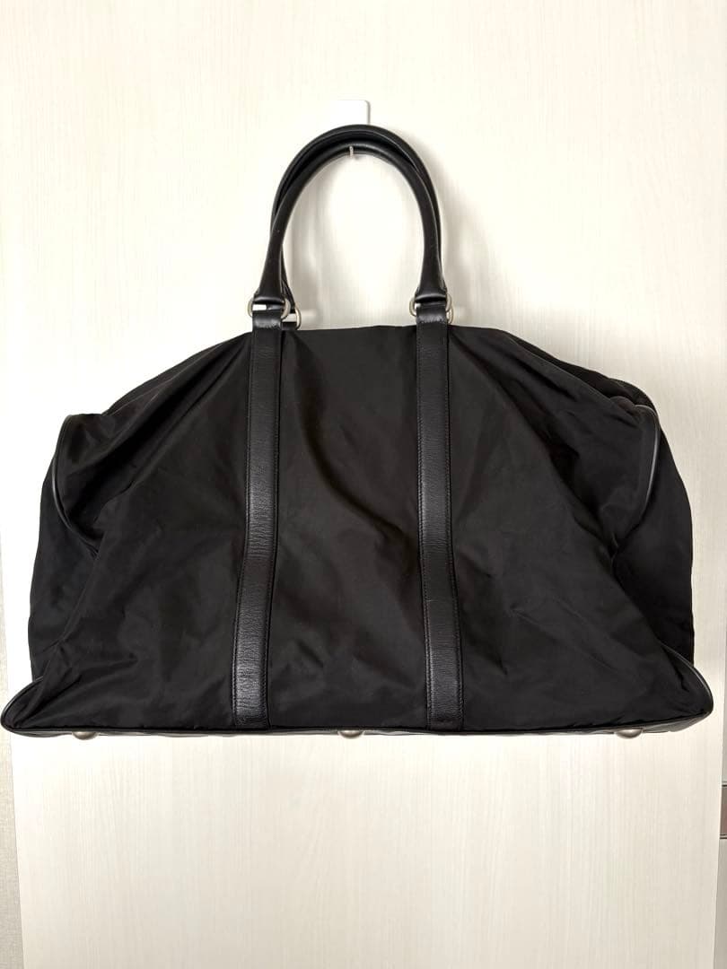 プラダPRADA ◇ボストンバッグ　黒　大容量　ナイロン　三角ロゴ　旅行