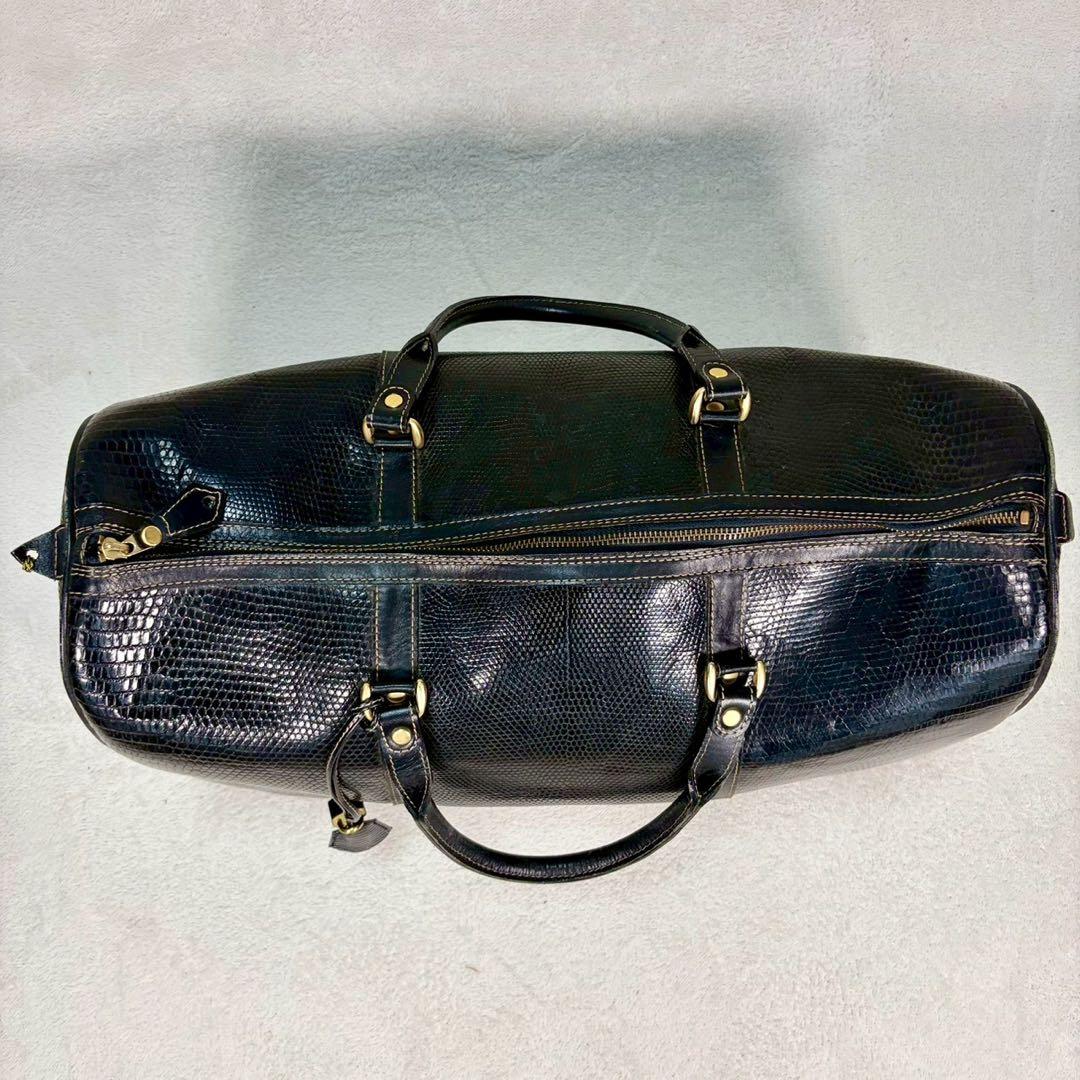 【美品✨】JRAマーク　黒　リザード革　ボストンバッグ　ショルダー　2way