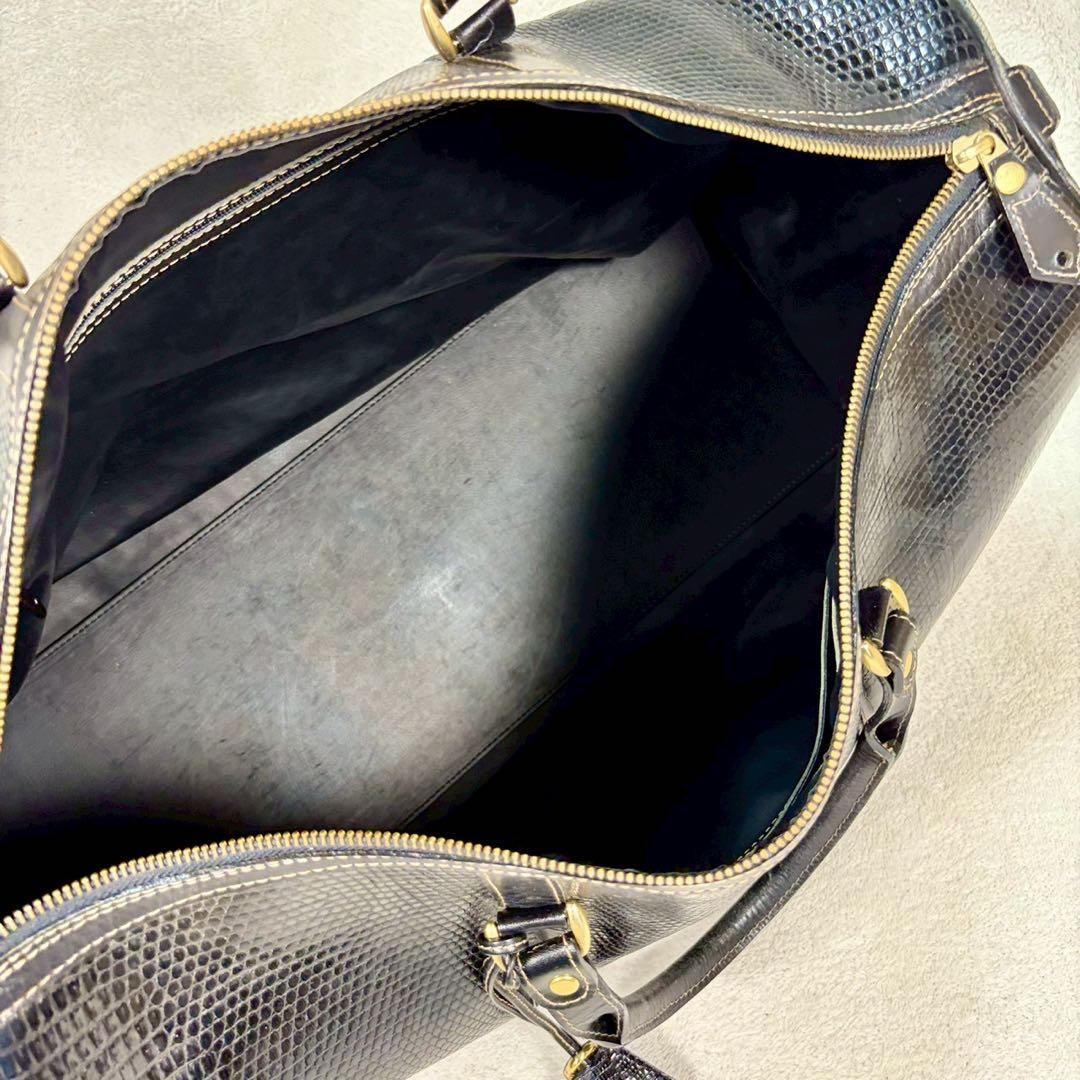 【美品✨】JRAマーク　黒　リザード革　ボストンバッグ　ショルダー　2way