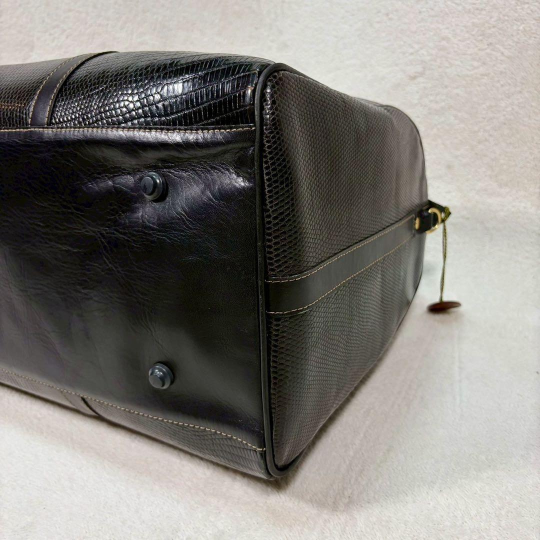 【美品✨】JRAマーク　黒　リザード革　ボストンバッグ　ショルダー　2way