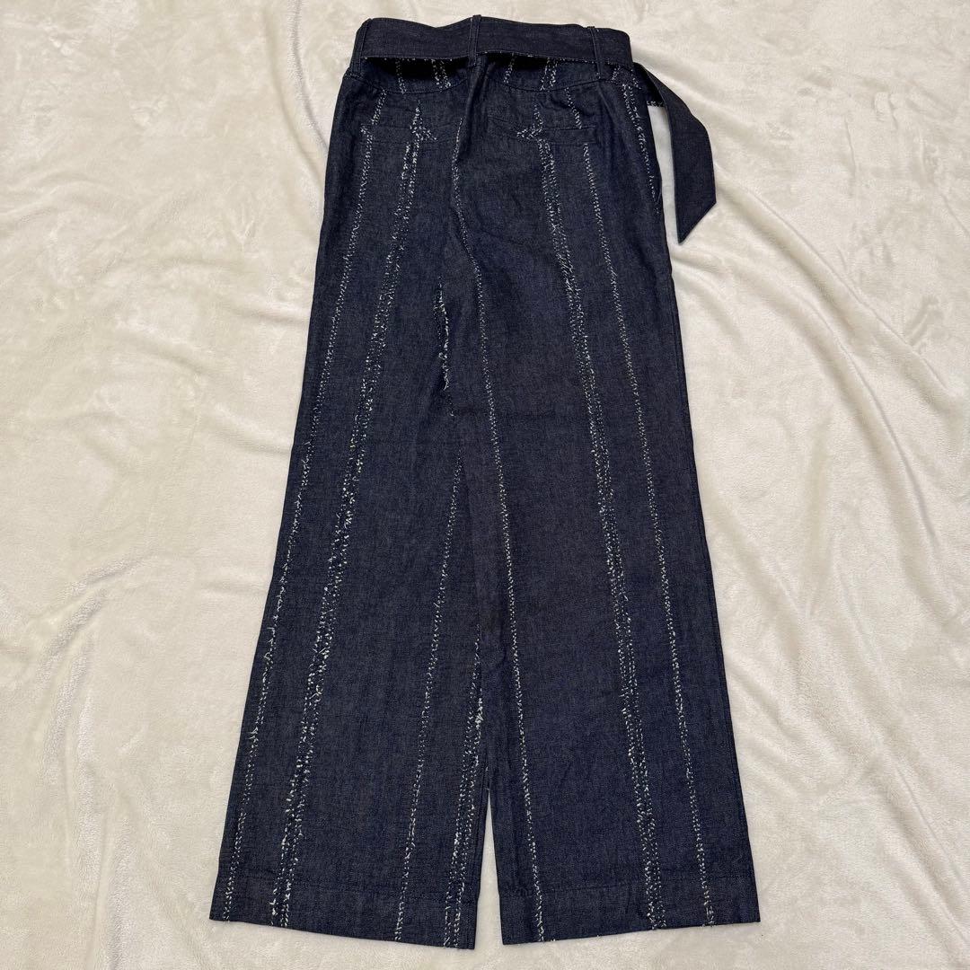 Ameri アメリ NEEDLE STRIPE DENIM PANTS 25 Ｍ