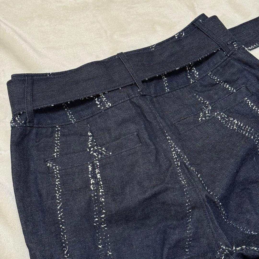 Ameri アメリ NEEDLE STRIPE DENIM PANTS 25 Ｍ