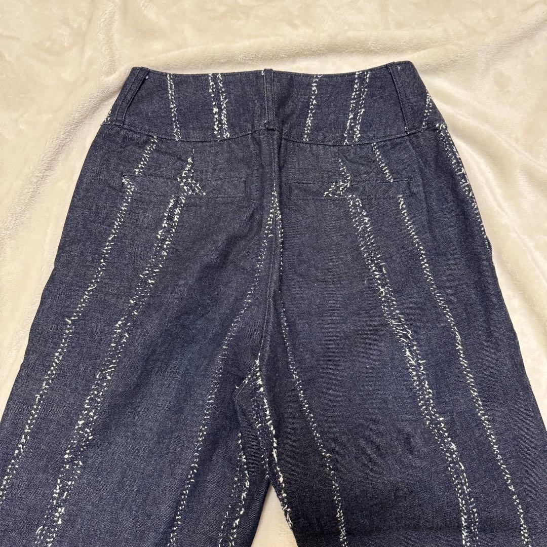 Ameri アメリ NEEDLE STRIPE DENIM PANTS 25 Ｍ