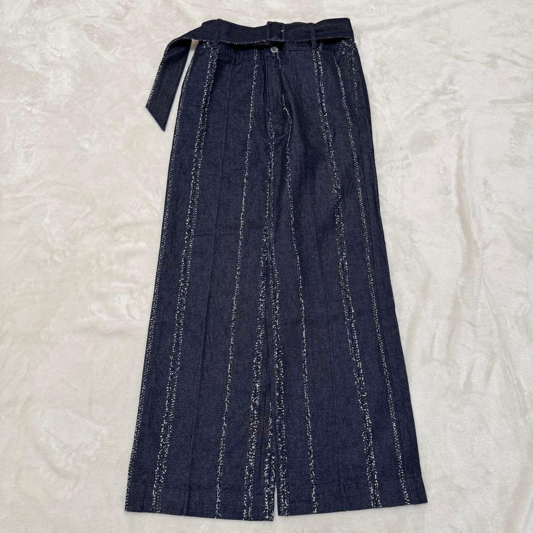 Ameri アメリ NEEDLE STRIPE DENIM PANTS 25 Ｍ