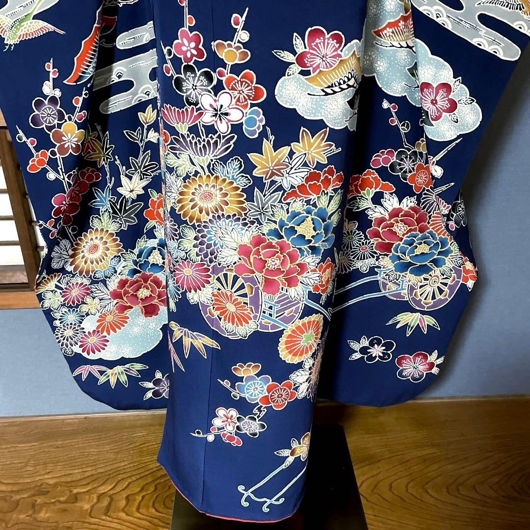 振袖フルセット　高身長　京紅型　成人式振袖　振袖　➕サイズ　青系