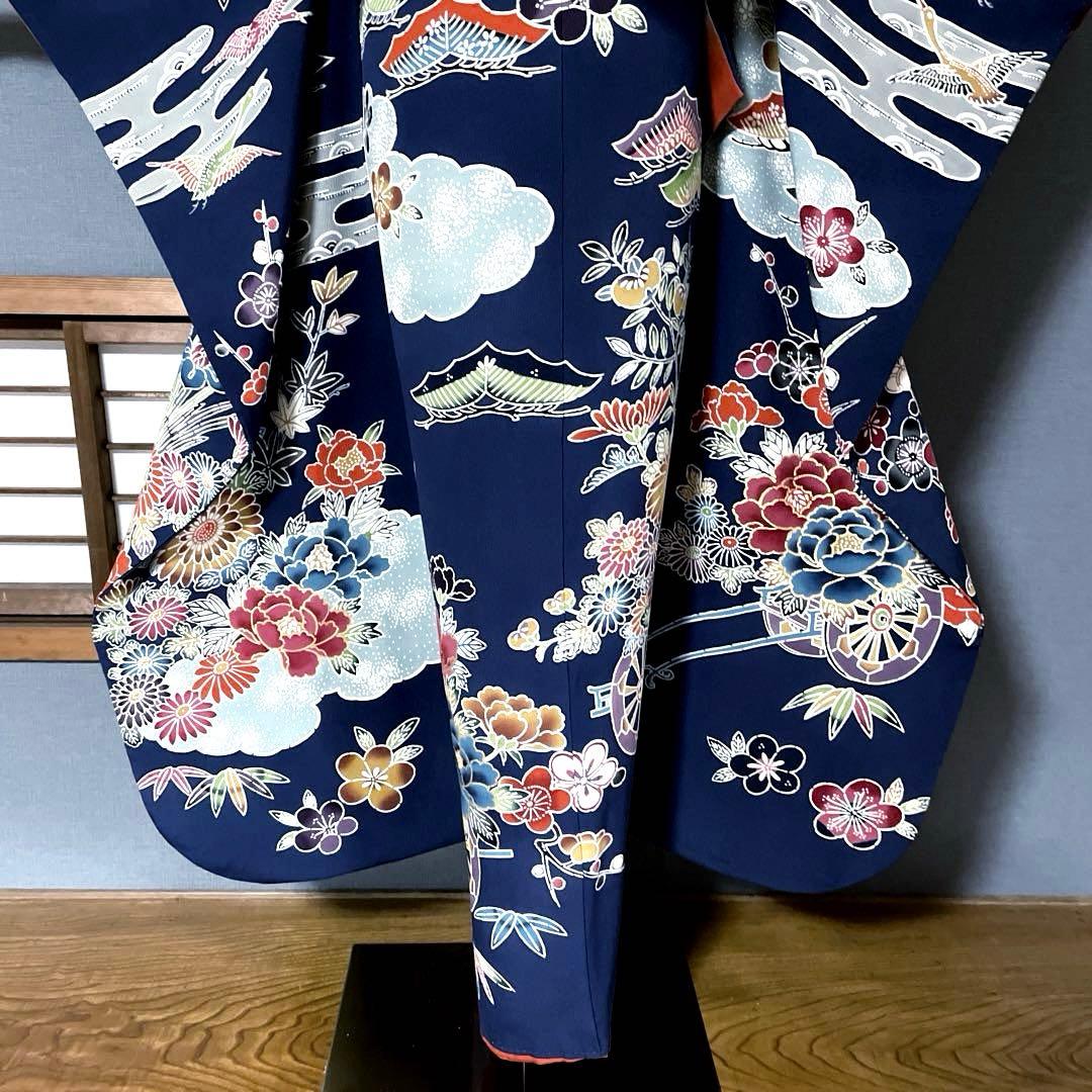 振袖フルセット　高身長　京紅型　成人式振袖　振袖　➕サイズ　青系