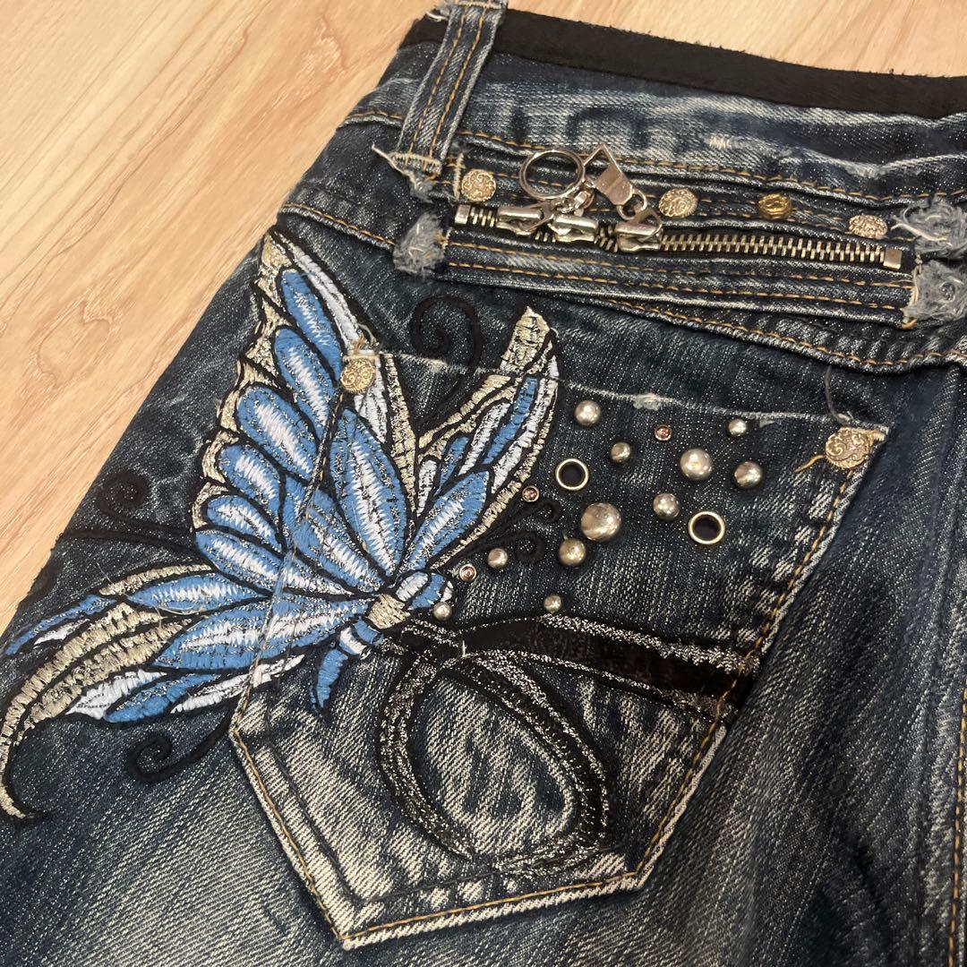美品　レッドペッパー　刺繍　デニム　蝶　バタフライ　y2k 平成ギャル