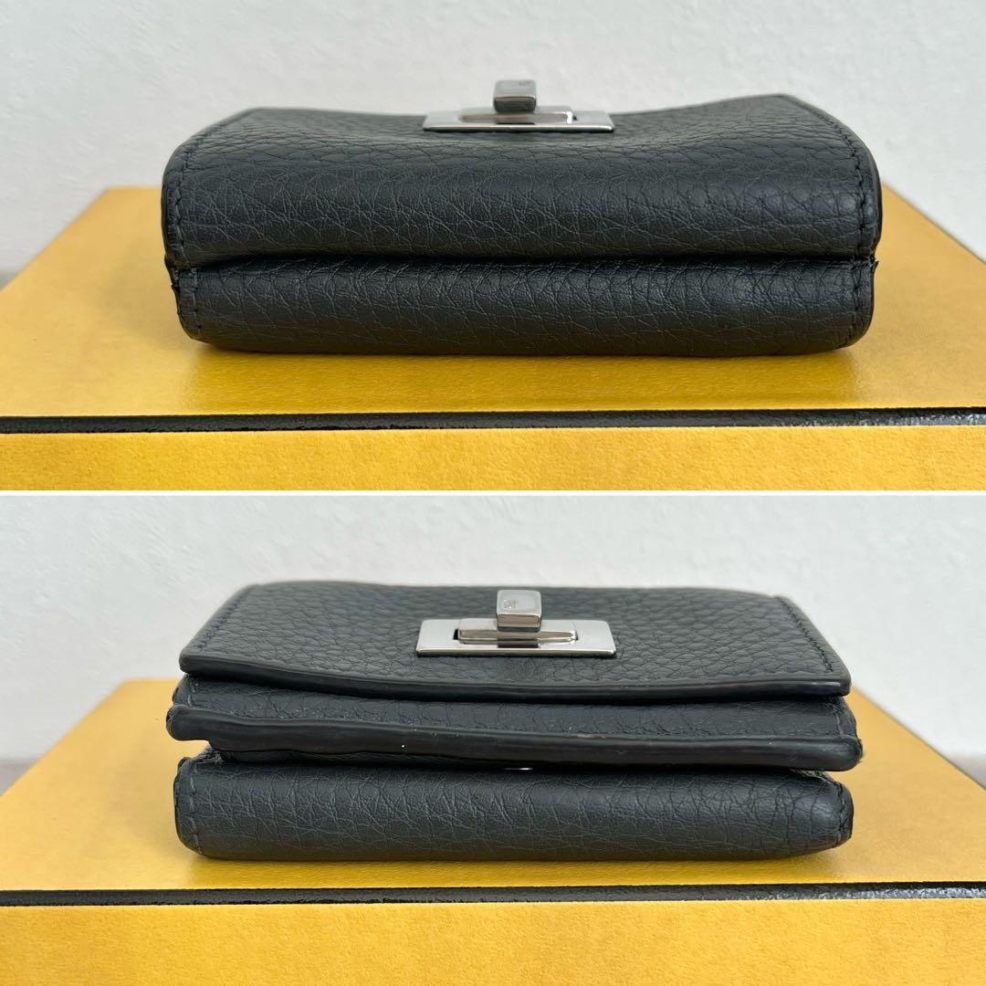 付属品完備✨FENDI ピーカブ セレリア 三つ折り財布 ダークグレー レザー