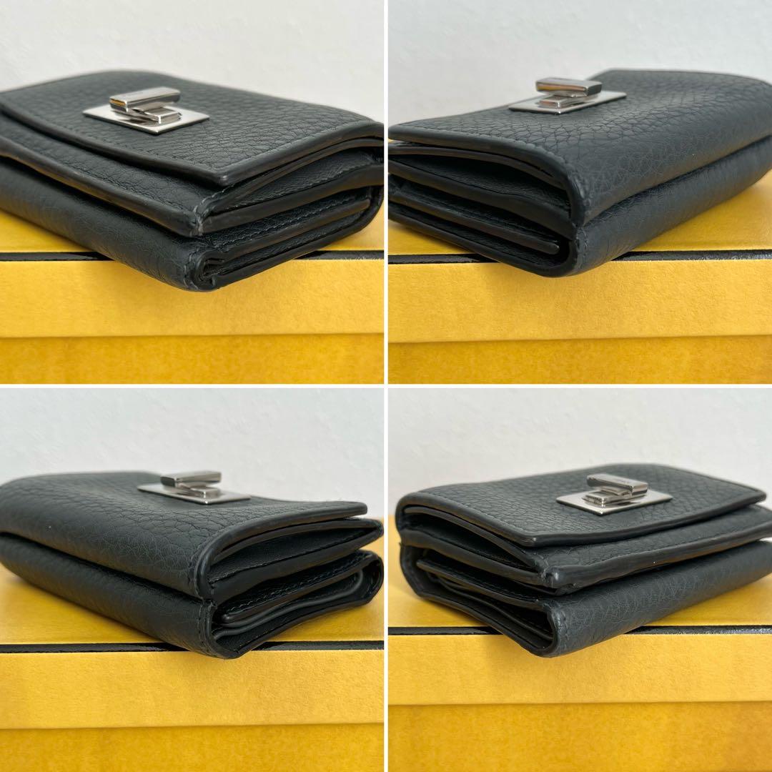 付属品完備✨FENDI ピーカブ セレリア 三つ折り財布 ダークグレー レザー