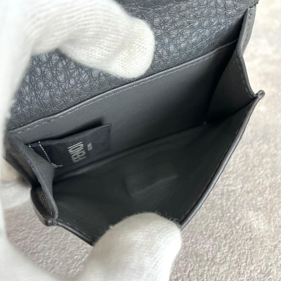 付属品完備✨FENDI ピーカブ セレリア 三つ折り財布 ダークグレー レザー