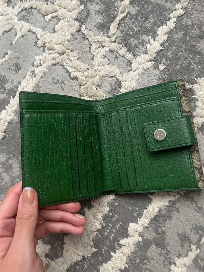 Gucci GGパターン 二つ折り財布 グリーン