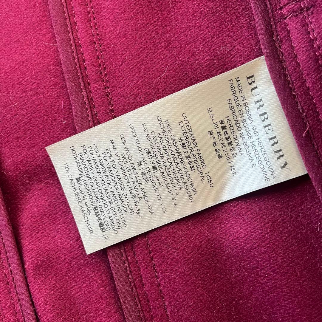 BURBERRY サンドリンガム カシミヤ100 ロングコート ラズベリー
