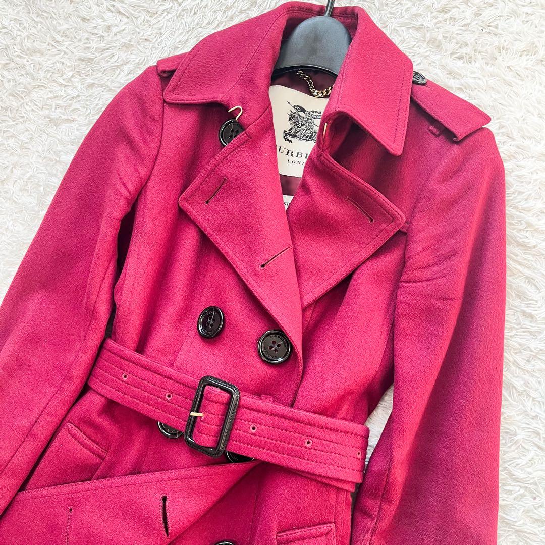 BURBERRY サンドリンガム カシミヤ100 ロングコート ラズベリー