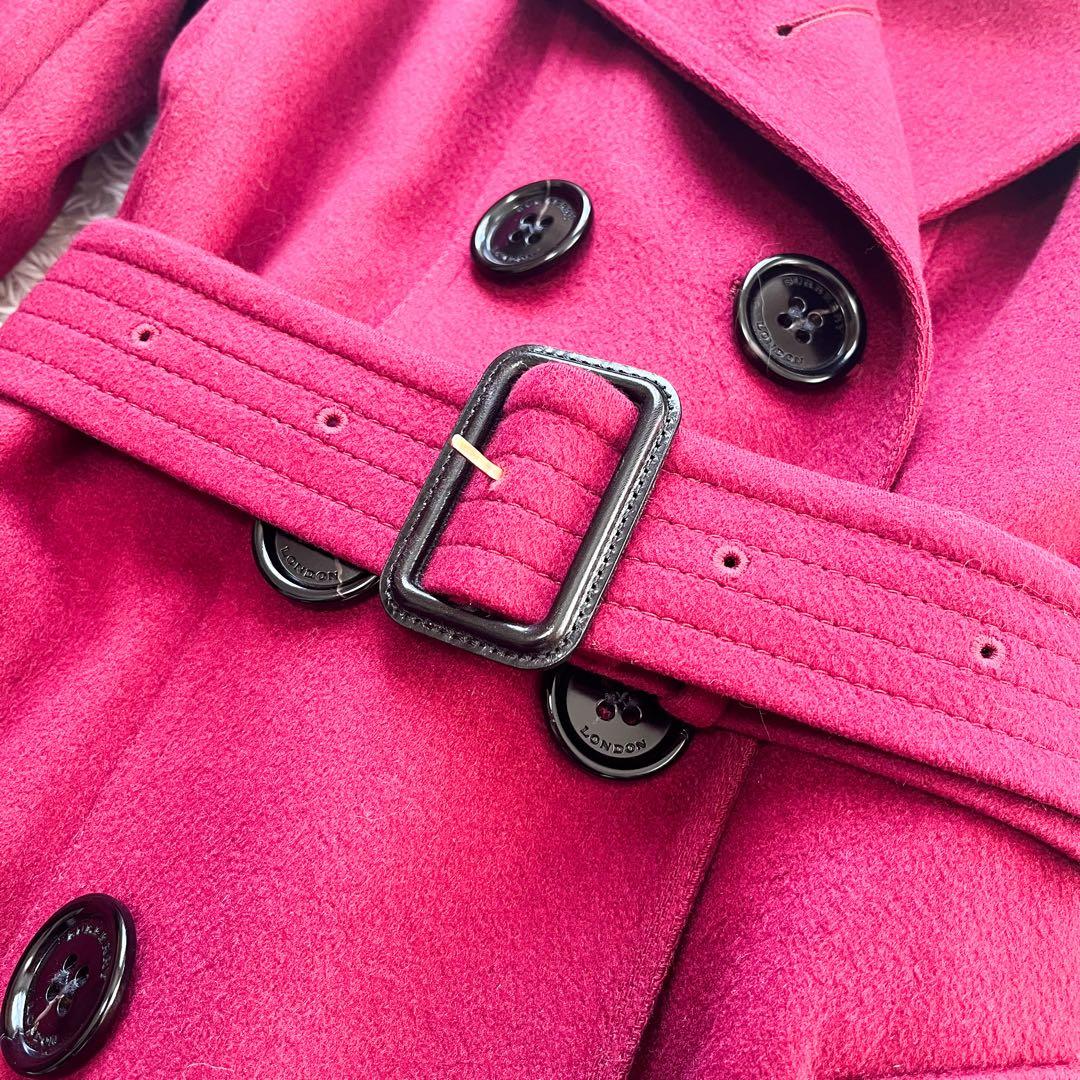 BURBERRY サンドリンガム カシミヤ100 ロングコート ラズベリー
