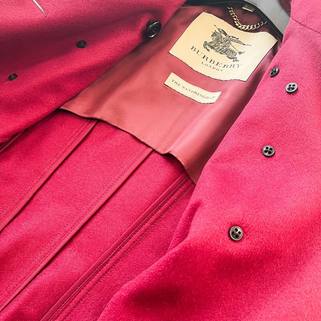 BURBERRY サンドリンガム カシミヤ100 ロングコート ラズベリー