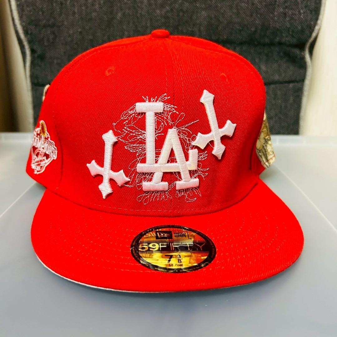 遠*介様 希少 新品未使用 ニューエラ Dodgers キャップ レッド 58.