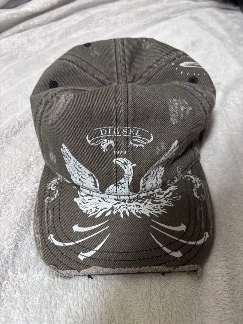 DIESEL ダメージ加工キャップ ダークグレー