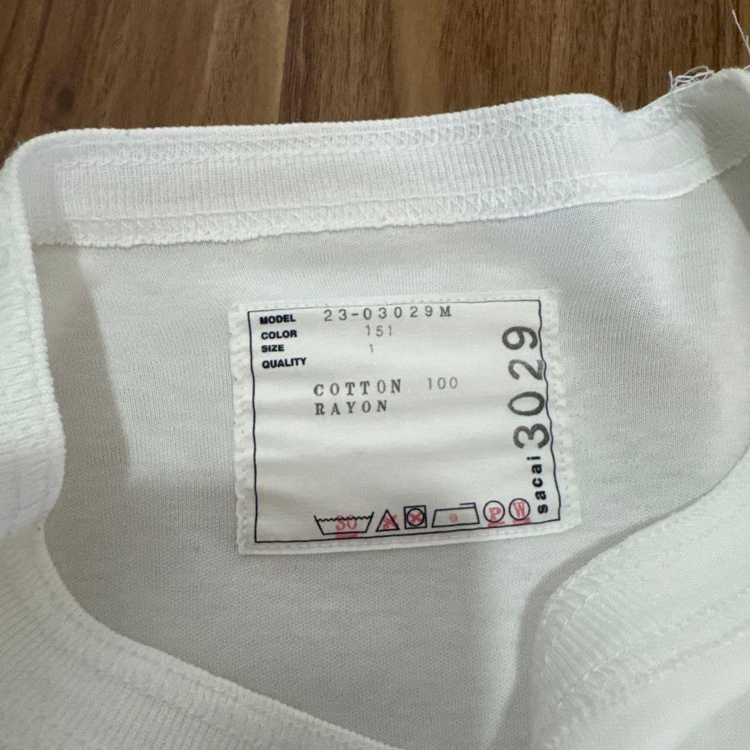 sacai ホワイト Tシャツ コットン100% ポケット付き