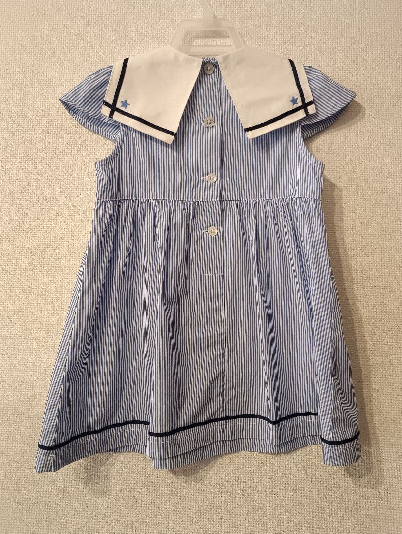 美品　ファミリア90　マリンセーラーストライプワンピース