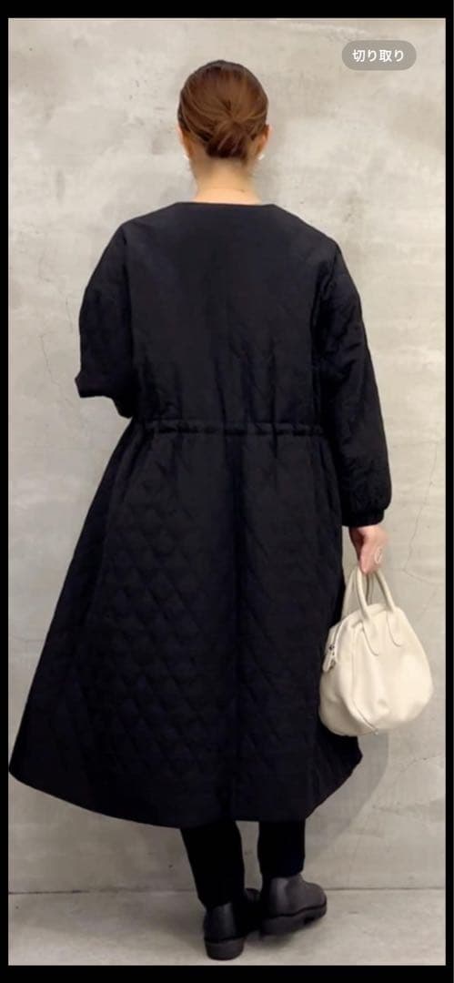 【mimi】新品タグ付BEARDSLEY黒キルティングフレアーコート