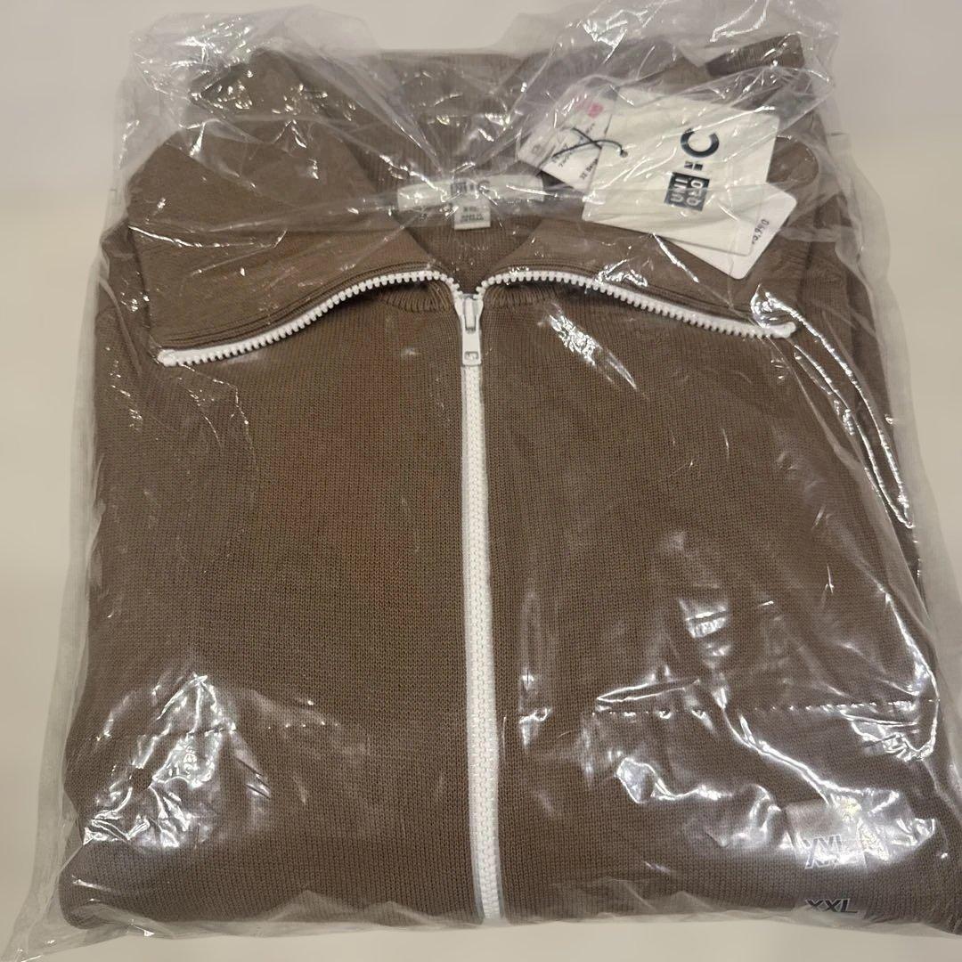 ユニクロ 新品未使用 ミラノリブ フルジップカーディガン(ベージュ/XXL)