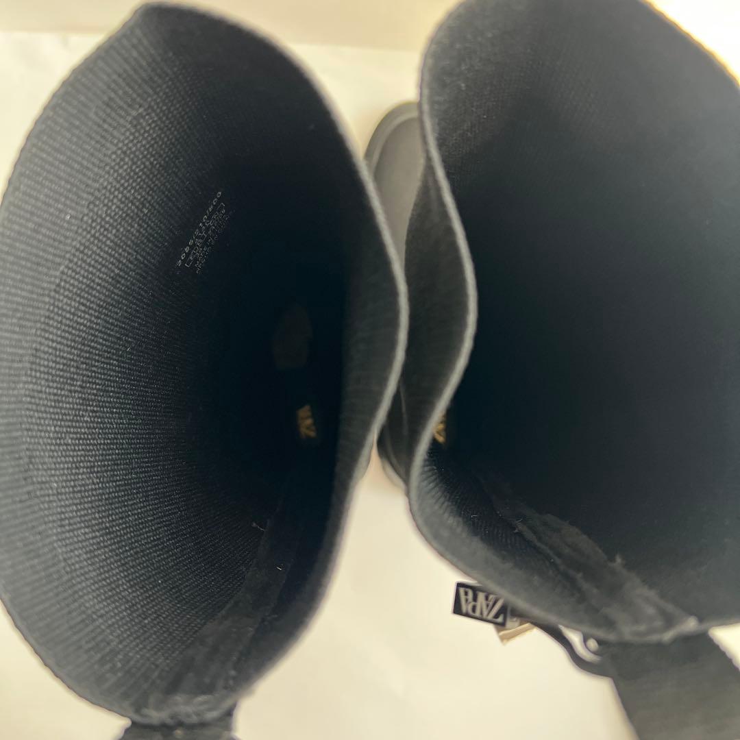 ZARA トラックソール 厚底ストレッチブーツ 38 黒　新品未使用品　タグ付き