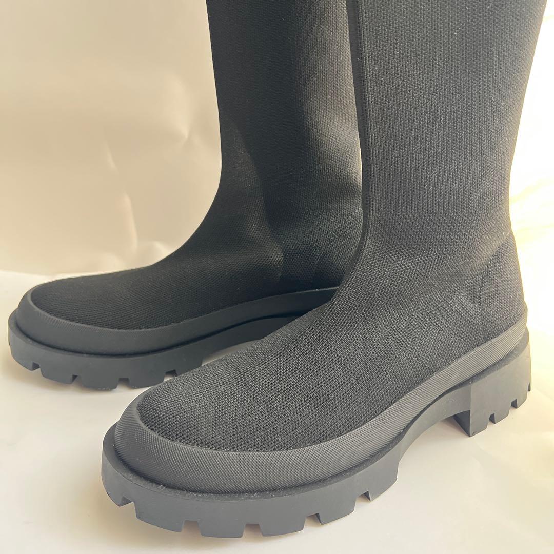 ZARA トラックソール 厚底ストレッチブーツ 38 黒　新品未使用品　タグ付き