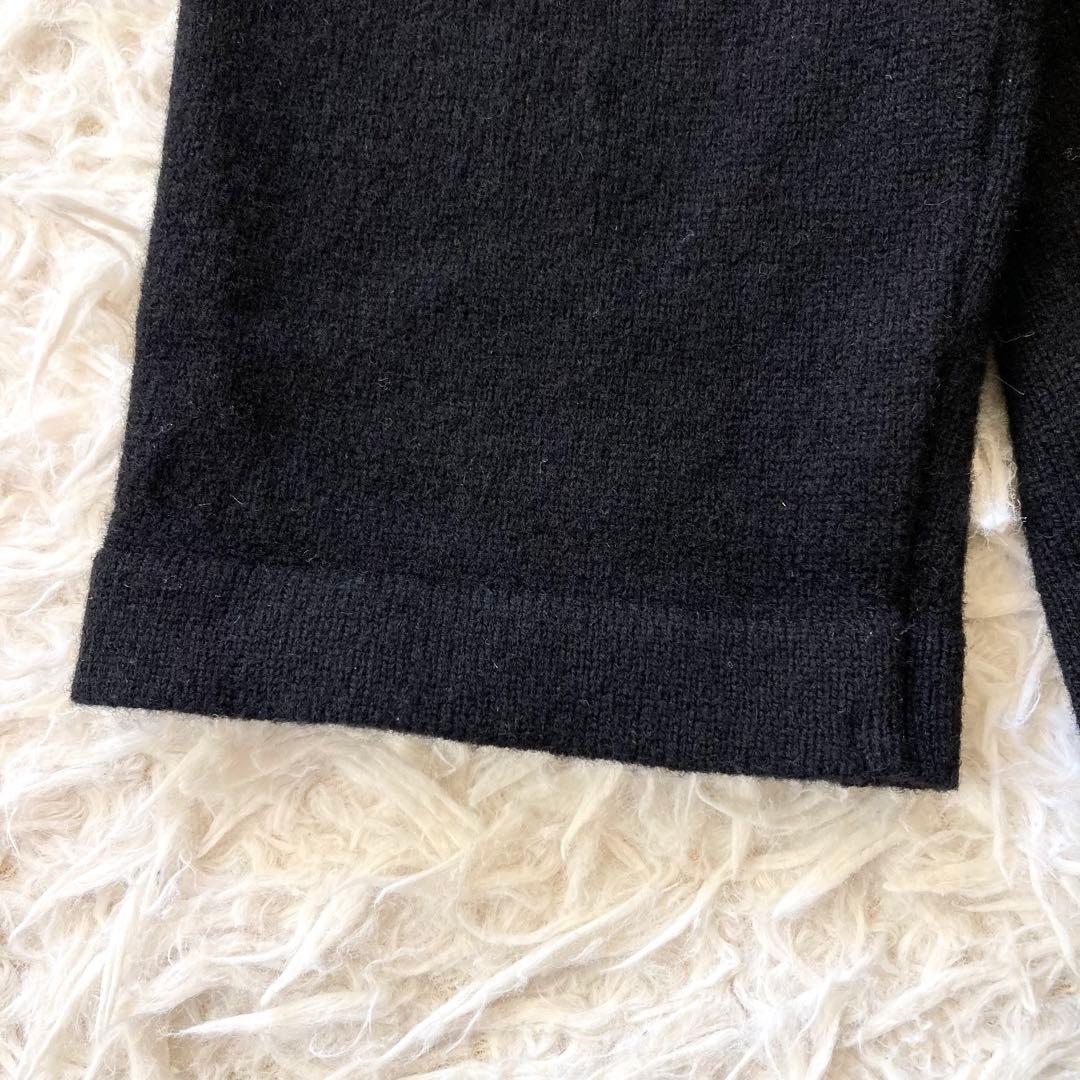 美品 トクコプルミエヴォル ニット チュニック 9 M 鍵編み フラワー刺繍 黒