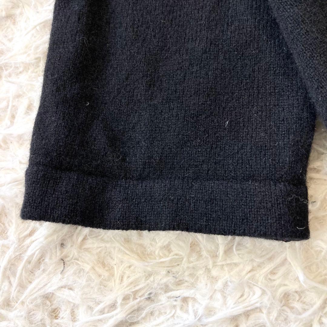 美品 トクコプルミエヴォル ニット チュニック 9 M 鍵編み フラワー刺繍 黒