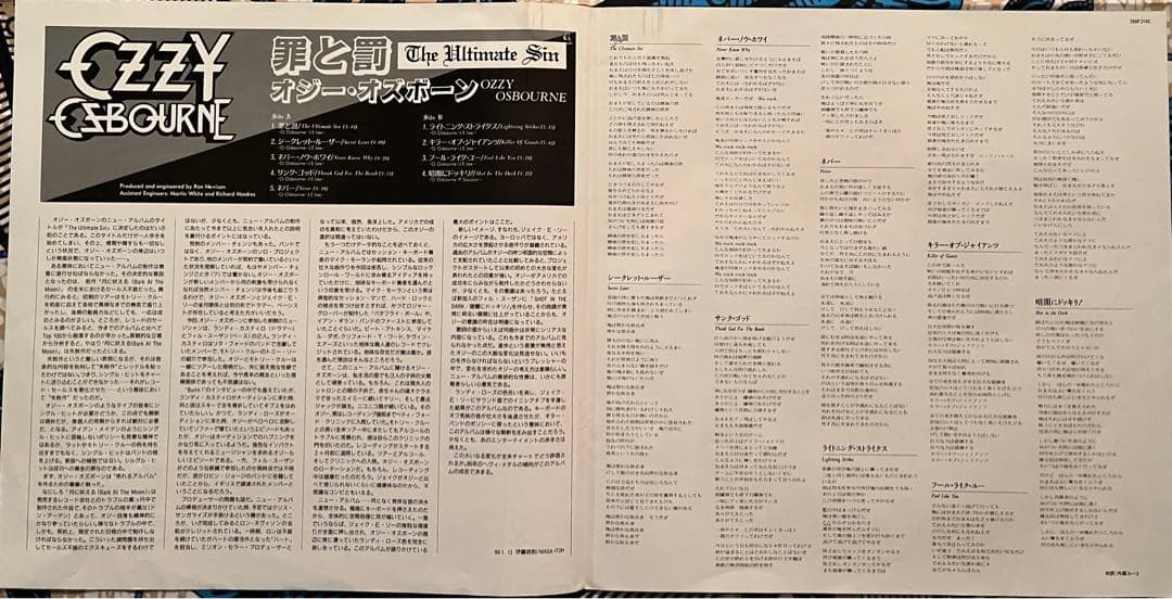 オジーオズボーン/罪と罰　日本盤。レコード