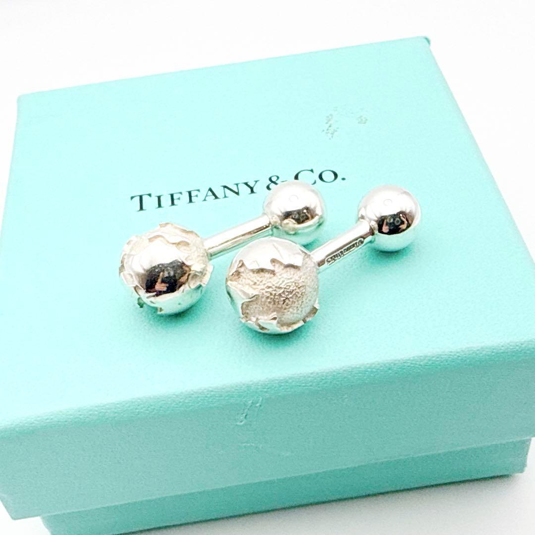 2362-2　保存箱付き✨Tiffany カフス　地球儀　シルバー925