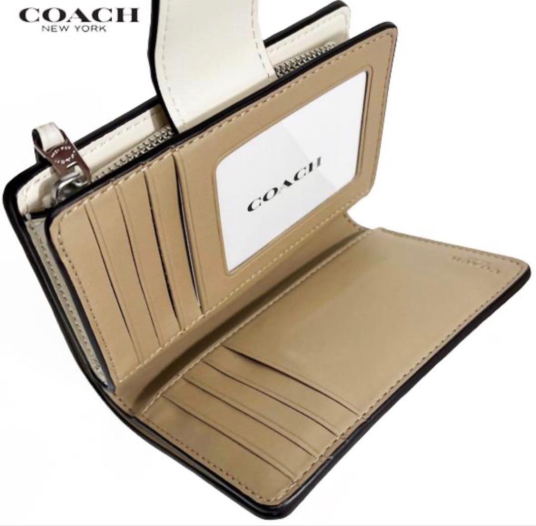COACHコーチチェリープリントレザーミディアム二つ折り財布