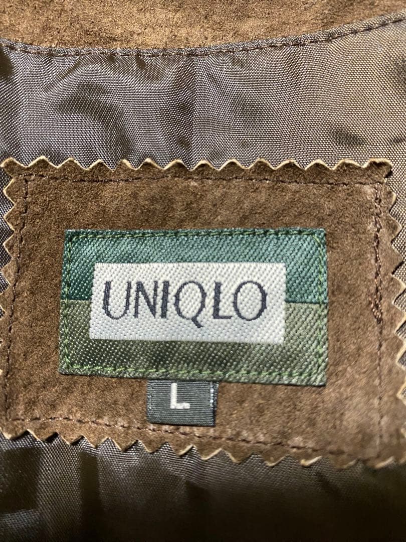 UNIQLO オールドユニクロ　80-90年代　ブラウン レザーベスト　本革　L